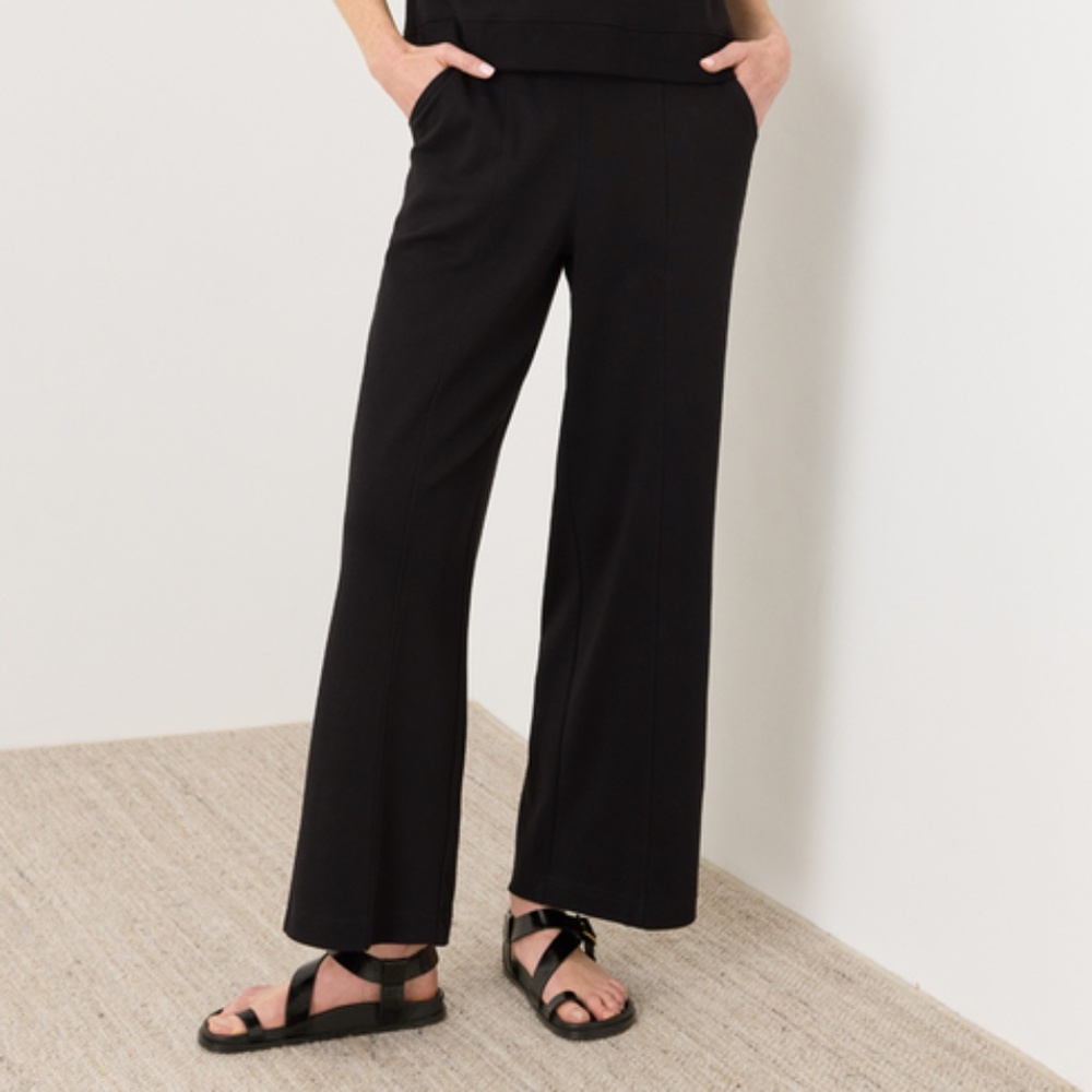 Pact Organic Airplane Pintuck Wide Leg Pant Black